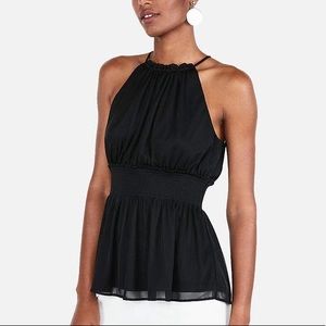 Brand New Express High neck Smocked peplum top